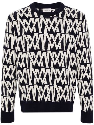 Moncler pull à logo en jacquard - Bleu