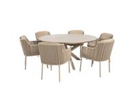 Bernini diningset met Prado tafel latte keramiek rond dia. 130 cm 4SO - 4so