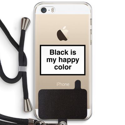 Black is my happy color: iPhone 5 / 5S / SE Transparant Hoesje met koord