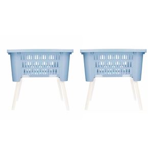 2x stuks staande wasmand/wasgoed draagmanden grijsblauw 38 liter 60 x 40 x 29 cm huishouden - Wasmanden