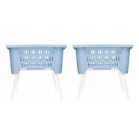 2x stuks staande wasmand/wasgoed draagmanden grijsblauw 38 liter 60 x 40 x 29 cm huishouden - Wasmanden - thumbnail