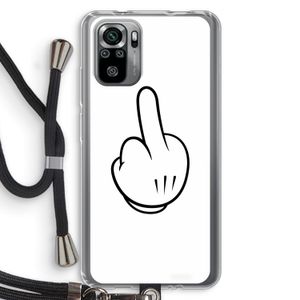 Middle finger white: Xiaomi Redmi Note 10S Transparant Hoesje met koord