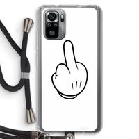 Middle finger white: Xiaomi Redmi Note 10S Transparant Hoesje met koord