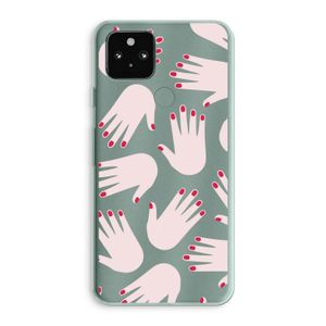 Hands pink: Google Pixel 5a 5G Transparant Hoesje