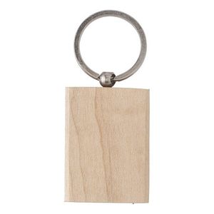 20x Houten sleutelhanger rechthoekig met metalen ring 5 cm