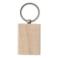 20x Houten sleutelhanger rechthoekig met metalen ring 5 cm - thumbnail