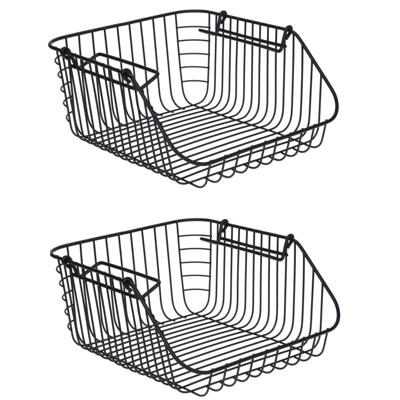 5x Zwarte opberg/opruim mandjes stapelbaar 30 x 27 x 14 cm