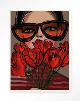Urban Cotton Wandkleed 'Poppy' 110 x 145cm in Floating Frame - off white