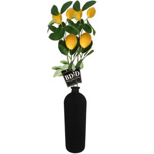 Kunstbloem citrusfruit tak citroen - 5x - 74 cm - geel - losse steel - Kunst zijdebloemen