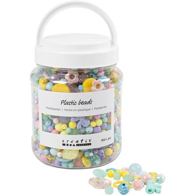 Creativ Company Plastic kralen, d 5-35 mm, gatgrootte 1-8 mm, ca. 900 stuk, diverse kleuren, 700 ml/ 1 doosje