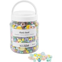 Creativ Company Plastic kralen, d 5-35 mm, gatgrootte 1-8 mm, ca. 900 stuk, diverse kleuren, 700 ml/ 1 doosje