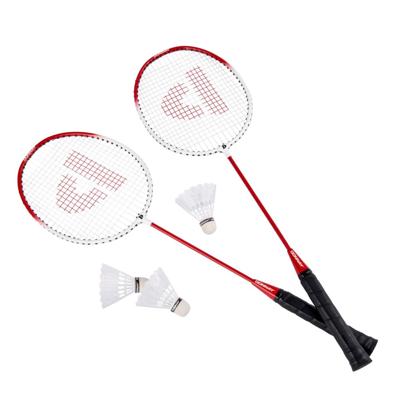 Donnay Badminton rackets- 2x stuks - rood - 66 x 20 cm - met shuttels en draagtas