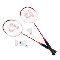 Donnay Badminton rackets- 2x stuks - rood - 66 x 20 cm - met shuttels en draagtas