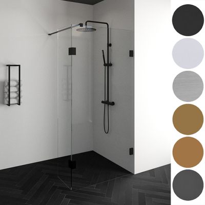 Inloopdouche Compleet Just Creating Profielloos 140/40 cm Draaibaar Mat Zwart