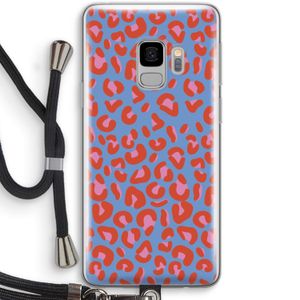 Leopard blue: Samsung Galaxy S9 Transparant Hoesje met koord
