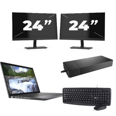 Dell Latitude 7410 - Intel Core i5-10e Generatie - 14 inch - 16GB RAM - 256GB SSD - Windows 11 Home + 2x 24 inch Monitor