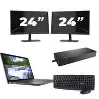 Dell Latitude 7410 - Intel Core i5-10e Generatie - 14 inch - 16GB RAM - 256GB SSD - Windows 11 Home + 2x 24 inch Monitor