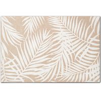 1x placemats palm bladeren print - linnen - 45 x 30 cm - beige/wit