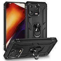 Lunso - Xiaomi 13 - Armor backcover hoes met ringhouder - Zwart