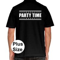 Zwart plus size Party time polo t-shirt voor heren 4XL  - - thumbnail