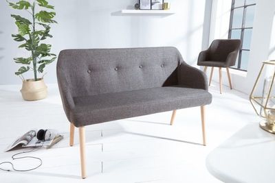 Design bank SCANDINAVIA MEESTERSTUK 116cm grijs beukenhout met armleuning - 37926