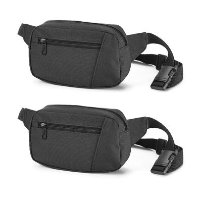 Heuptasje/buideltasje - 2x stuks - zwart - 21 x 12 cm - verstelbaar - fanny pack