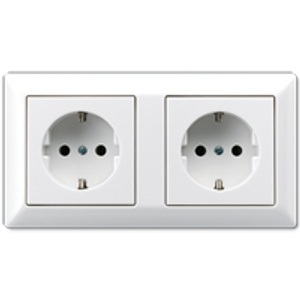 Jung AS500 stopcontact 2-voudig met randaarde voor Duodoos wit AS1520-2WW