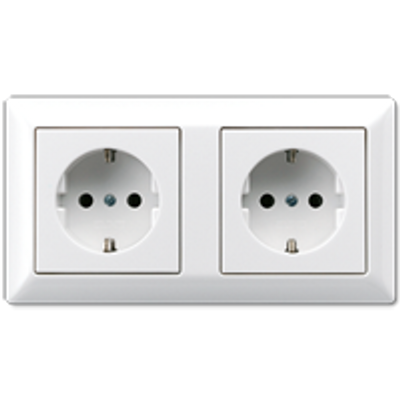 Jung AS500 stopcontact 2-voudig met randaarde voor Duodoos wit AS1520-2WW