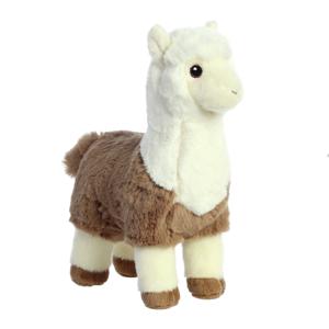 Aurora Pluche dieren knuffel Alpaca - bruin/wit - 28 cm - Knuffeldieren alpacas - voor kinderen