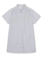 Givenchy Kids logo-embroidered striped shirtdress - Blanc - thumbnail