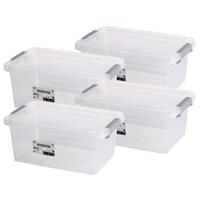 Urban Living Opberg box - 4x - 5 liter - 30 x 20 x 13 cm - met deksel en clips - waterdicht