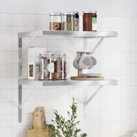 Wandschappen 2 st 50x40 cm roestvrijstaal zilverkleurig
