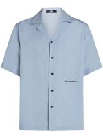 Karl Lagerfeld chemise brodée à col cubain - Bleu - thumbnail