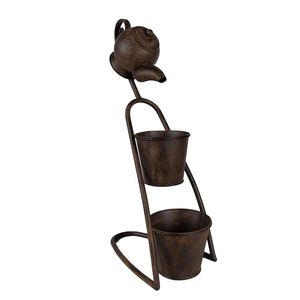 Clayre & Eef Planthouder Theepot 32x20x62 cm Bruin Ijzer Bloempot Bruin Bloempot