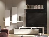 Tv-meubel set BOTSWANA 2 lades 2 opbergvakken wit hoogglans/beton Tv-meubel set BOTSWANA 2 lades 2 opbergvakken wit hoogglans/beton