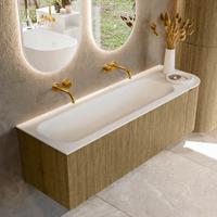 Badmeubel Mondiaz Kurve | 145 cm cm | Meubelkleur Dusk | Wastafelkleur Talc | Solid surface | Wasbak links zijde spoelbak | Zonder kraangat(en)