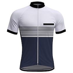 Voor heren Wielrenshirt Korte mouw Fietsen T-shirt Kleding Bovenlichaam met 3 achterzakken Bergracen Wegwielrennen Sneldrogend Rits Aan De Voorzijde Lampenkatoen Wit Rood Khaki Gestreept Spandex Sport Lightinthebox