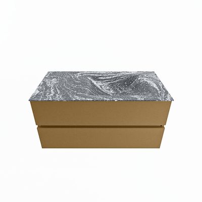 MONDIAZ VICA-DLUX 100cm badmeubel onderkast Oro 2 lades. Inbouw wastafel CLOUD rechts zonder kraangat, kleur Lava.