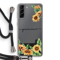 Zonnebloemen: Samsung Galaxy S21 Plus Transparant Hoesje met koord