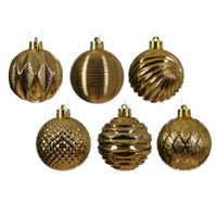 Gedecoreerde kerstballen - 12x st - 6 cm - kunststof - goud