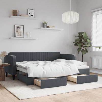 Slaapbank onderschuifbed en lades 80x200 cm fluweel donkergrijs