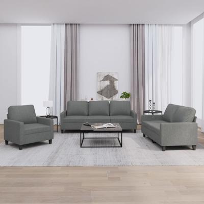 3-delige Loungeset met kussens stof donkergrijs