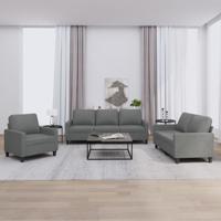 3-delige Loungeset met kussens stof donkergrijs