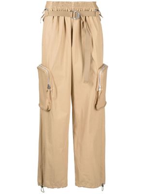 Dion Lee pantalon droit à taille ceinturée - Marron