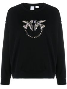 PINKO sweat en coton à ornements en cristal - Noir