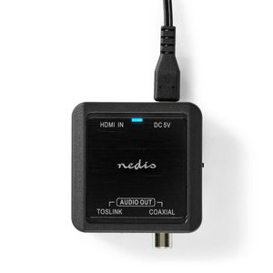 Nedis Digitale Audioconverter | 1-weg | Input: DC Power / HDMI Input | Output: 1x Coax Audio / 1x TosLink Female | Automatisch | Antraciet -