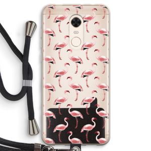 Flamingoprint groen: Xiaomi Redmi 5 Transparant Hoesje met koord