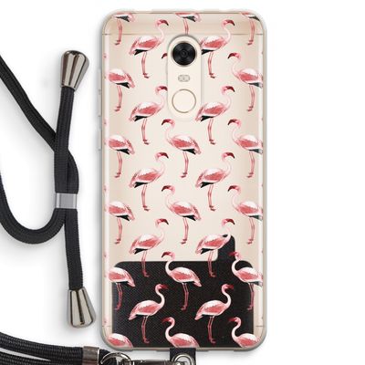 Flamingoprint groen: Xiaomi Redmi 5 Transparant Hoesje met koord