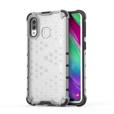 Schokbestendige honingraat PC + TPU Case voor Galaxy A40 (grijs)