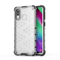 Schokbestendige honingraat PC + TPU Case voor Galaxy A40 (grijs)
